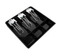 ABOOFAN Boîte à Monnaie Design Compact Compartiments pour Pièces et Billets Noire en Acier Inoxydable et Plastique pour Comptoir de Boulangerie