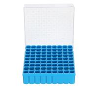 ABOOFAN Boîte de Rangement Étanche pour Tubes Cryogéniques en Plastique Bleu, Capacité 2.0 Ml avec Couvercle Charnière et Grille Numérotée pour Laboratoire