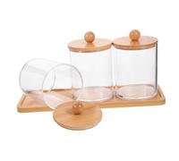 ABOOFAN Boîte de Rangement Transparent avec Plateau Distributeur de Tiges et pour Salle de Bain Organisateur de Maquillage Pratique et Élégant