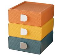 ABOOFAN Boîtes De Rangement à Tiroirs Polyvalentes 3 Pièces Petit Format Plastique Transparent Articles Cosmétiques Papeterie Bureau Bureau Élève Chambre