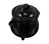 ABOOFAN Bol Chaudron Céramique Noire avec Couvercle Tasse à Café Originale et Chaudron pour Bonbons Décoration Halloween Fantaisie et Accessoire Magicienne