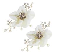 ABOOFAN Boucles de Chaussure et Cristaux, Fleur Blanche, Alliage Paire | Décoration pour Mariage et Demoiselle D’honneur, Perles Artificielles, Éclat Brillant, Style Élégant