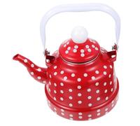 ABOOFAN Bouilloire En Émail 1,7 l Vintage Rouge à Pois Blanc Avec Bec Verseur Étroit Poignée Confortable Théière Cuisine Pratique Pour Infusion Et Service Salon De Thé
