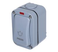 ABOOFAN Bouton-Poussoir Étanche pour Sonnette Extérieure Voyant Lumineux Intégré, Installation en Saillie Rapide, Résistant aux Intempéries, pour Porte de Garage et Système d'Ouverture de