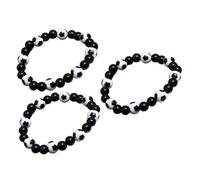 ABOOFAN Bracelet de Football Chic à Billes Compactes Noir et Blanc, Lot de 3 Pièces en Matériaux Résistants, Accessoire Sport pour Fans, pour Présent et Événement Sportif