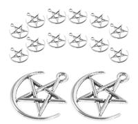 ABOOFAN Breloques de Bijoux Breloques pour Bracelets Pendentifs Lune et Étoile en Alliage de Zinc Argenté 50 Pcs pour DIY et Décoration
