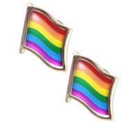 ABOOFAN Broche à Motif de Drapeau Arc-en-ciel Accessoire Fashion 2 Pièces en Métal Épingles à Poitrine Colorées pour Graduation et Célébration Lgbt