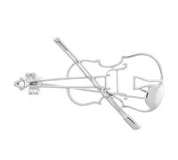 ABOOFAN Broche Violon Argenté en Alliage, Forme Découpée, Légère | Style Minimaliste Élégant, Finition Poli Brillant, pour Costume et Écharpe, Concert ou Soirée Semi-formelle