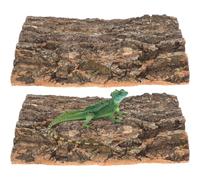ABOOFAN Cachette Tortue Terrestre Décor Reptile en Écorce de Paysage de Terrarium, Plateforme d'escalade pour Reptiles en 2pcs, pour Terrarium de Petits Lézards et Tortues