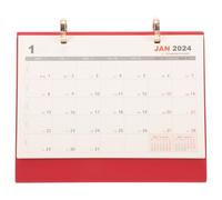 ABOOFAN Calendrier de Bureau Année Du Dragon Calendrier Mensuel Double Anneaux Support Cuir Rouge Doré Organisateur de Bureau Décoratif