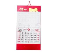 ABOOFAN Calendrier Mural 2027 et Décoration 2 Pièces Signe du Zodiaque Chèvre en Papier Rouge Calendrier Lunaire Mensuel et Disposition Multifonctionnelle du Nouvel An Chinois pour Bureau