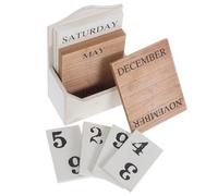 ABOOFAN Calendrier Perpétuel en Bois Vintage Blanc Bloc Calendrier pour Bureau Affichage Solide Date Mois Décoration Rétro Compacte pour Maison École ou Espace de Travail