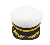 ABOOFAN Chapeau Capitaine Yacht Blanc à Plat Confortable Accessoire Marin Unisexe pour Fêtes Cosplay et Aventures Voilier