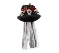 ABOOFAN Chapeau Steampunk Crâne avec Voile Accessoire Halloween pour Déguisements Cosplay et Chapeau Unisexe avec Plume et Décorations Originales pour Événements et Performances