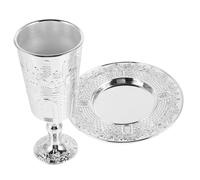 ABOOFAN Coupe De Kiddouch En Alliage De Zinc Pour Shabbat Avec Soucoupe, Ensemble De Coupes Sacrées En Métal, Symbole Religieux, Rituel Pour Célébrations Juives, Coffret Religieux