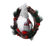 ABOOFAN Couronne De Noël Suspendue Avec Poupée Gnome Rotin Décoration Festive Pour Accueil Et Fête