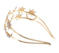 ABOOFAN Couronne Déesse Double Couche Alliage Serre-tête Étoiles et Lune Strass Accessoire Royal pour Femmes Fête et Mariage