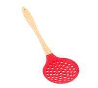 ABOOFAN Cuillère à Filtrer Silicone Résistante Chaleur avec Manche Ergonomique Écumoire Perforée pour Friture et Service Ustensile Cuisine Maison et Restaurant Rouge