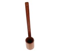 ABOOFAN Cuillère à Vin en Bois Naturel Manche Long, Louche Ménagère Polyvalente pour Transférer Aliments Secs et Puiser de L'eau, Cuisine Fond Plat, Couleur Café