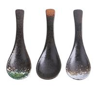 ABOOFAN Cuillères à Soupe en Céramique Japonaises 14.5 CM Lot de 3 pour Riz et Ramen, Accessoires la Cuisine Pratique Style Traditionnel Couleur Aléatoire