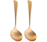 ABOOFAN Cuillères En Cuivre Pur 2 Pièces Cuillères Rondes Épaisses Pour Soupe Et Bouillie Ustensiles Cuisine Maison Faciles À Nettoyer