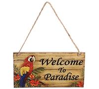 ABOOFAN Décoration Suspendue Pour Fête à Thème Plage Hawaïenne Panneau De Bienvenue Paradis Avec Corde Jute Pour Intérieur Et Extérieur