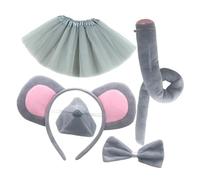 ABOOFAN Déguisement Souris Grise avec Serre-Oreilles Souples Nez Confortable Queue Flexible et Noeud Accessoires Costume Garçon Fille pour Fêtes Costumées