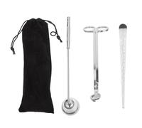 ABOOFAN Ensemble D’Accessoires pour Bougies en Métal, Acier Inoxydable | Manche Long, Cloche Pratique, Prise Confortable, Étui de Rangement, Argenté, Usage Simple
