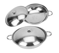 ABOOFAN Ensemble De 2 Petites Marmites Anti-déversement 26 Cm En Acier Inoxydable Couvercle Et Poignées Isolantes Double, Poêles En Métal Adaptées à La Cuisson Et Fondues, Ustensiles Cuisine Pratiques