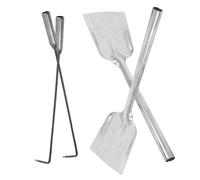 ABOOFAN Ensemble de 4 Outils pour Cheminée en Fer Forgé - 2 Pelles à Charbon Grandes 2 Tisonniers - Accessoires pour Foyer Intérieur et Extérieur - Kit Polyvalent pour Nettoyage Cendres