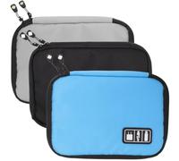ABOOFAN Étui Organisateur Électronique Portable en Nylon 3pcs Double Fermeture Éclair et Poches en Filet Élastiques pour Chargeurs et Clés USB, pour Voyage et Paquet à Dos