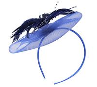 ABOOFAN Fascinators Chapeau Élégant Fleur Plume Net Maille Derby Thé Chapeaux Chapeaux Élégant Cocktail De Mariage Bandeaux pour Les Femmes Fille Foncé Bleu