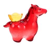 ABOOFAN Figurine de Cheval en Cristal Lisse Rouge Sculpture Zodiaque Chinois 2026 Décoration Feng Shui de Table Symbolisant Prospérité et Réussite, Mini Statuette pour Bureau et Maison,