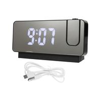 ABOOFAN Horloge Numérique à Projection LED Grand Écran Silencieuse USB en Abs Noir pour Chambre à Coucher Bureau Réveil Projection Murale