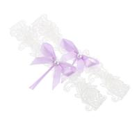 ABOOFAN Jarretières de Mariage et Nœud Élégant Ensemble de 2 en Dentelle avec Perles Accessoire Élégant et Confortable pour Mariées Lors D'occasions Spéciales