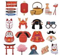 Aboofan Kit 20 PièCes Accessoires Photobooth Japonais pour Selfie Portable DIY Accessoire Photo ThèMe Japon FêTe SoiréE Banquet 25.30X16.30X0.50Cm