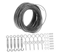 ABOOFAN Kit de Câble Inoxydable pour Suspension Extérieure avec Treillis Filaire Système de Câble pour Luminaires Jardinières et Balançoires Kit Complet avec Tendeur Robuste Usage pour