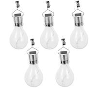 ABOOFAN Lampe Solaire à Suspendre Extérieur 5pcs Ampoules Étanches en Abs et Pc, Faible Consommation, Design Clip, Forme Bulbe pour Jardin et Cour