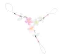 ABOOFAN Lanières De Téléphone Portable Décoratives Mode Sakura 3 Pièces Pour Femmes Multifonctionnelles, Pendentif Fleur De Cerisier Solide, Matériaux Stables, Couleurs Rose Bleu Jaune