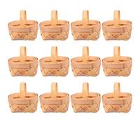 ABOOFAN Lot De 12 Mini Paniers Tressés En Copeaux De Bois Avec Poignées Paniers Décoratifs Compacts Pour Rangement Maison Salon Bureau Et Chambre Bébé