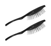 ABOOFAN Lot de 2 Brosses Antistatiques à Poils Métalliques pour Perruques et Extensions de Cheveux Brosses Portables Noires avec Rembourrage Gonflable pour Démêlage Doux Adaptées