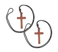 ABOOFAN Lot de 2 Colliers Pendentif Croix en Bois de Santal Rouge Bijoux Religieux Unisexes Légers pour Prière et Église Chaîne Délicate Adaptée aux Peaux Sensibles Accessoire de Foi