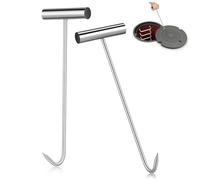 ABOOFAN Lot de 2 Crochets de Levage en Acier Inoxydable 30 Cm, Forme T Antidérapante, Poignée Épaisse Ergonomique, Lève-plaque D'égout Robuste pour Couvercle de Regard et Porte à Volet