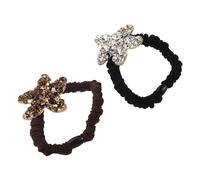 ABOOFAN Lot de 2 Élastiques à Cheveux à Strass avec Breloque Étoile de Mer Élastiques Extensibles en Plastique Cristal Haute Élasticité Couleurs Blanc et Café Accessoires Coiffure