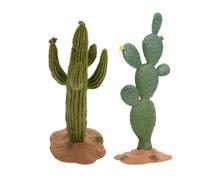 ABOOFAN Lot de 2 Figurines Cactus Artificiels Micro-Paysage, Décoration Table et Bureau, Résine Réaliste, Vert Herbe et Vert Clair, Ornement Déco Intérieur et Jardin, Mini Cactus