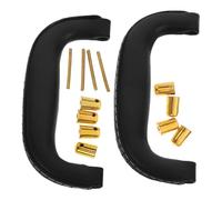 ABOOFAN Lot de 2 Poignées de Remplacement en Cuir Pu Noir et Plastique Doré, Poignée de Traction Robuste pour Valise, Boîte à Outils et Étui, Anses de Paquet Fourre-tout Confortables