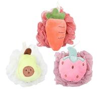 ABOOFAN Lot de 3 Boules de Bain en Coton Forme Fruit, Accessoires Créatifs, Séchage Rapide et Rangement Suspendu Utilisation Plusieurs styles