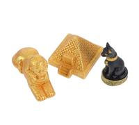 ABOOFAN Lot De 3 Figurines Égyptiennes Décoratives, Sculptures De Pyramides Antiques, Sphinx, Déesse du Chat, Figurines Miniatures Décoratives, Ensemble D'ornements pour La Décoration