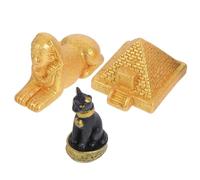 ABOOFAN Lot De 3 Figurines ÉGyptiennes en RéSine Pyramide ÉGyptienne Miniature Sphinx Antique Et Statue De Chat Bastet Ornements DéCoratifs pour Bureau Et Collection