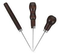ABOOFAN Lot de 3 Poinçons à Coudre en Cuir avec Manche Bois Ergonomique, Outil de Précision pour Perforation et Laçage, Poinçon pour Bricolage Maroquinerie, Couture et Travail du Bois